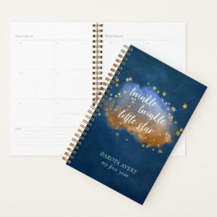 Agenda Pequena Estrela Brilhante Marinho Azul Cobre Dou