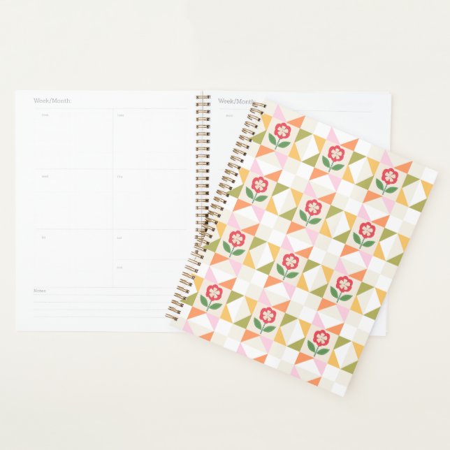 Agenda Pequeno bloco de colcha de flor vermelha (Exibição)