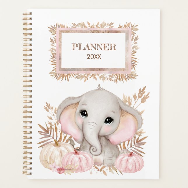 Agenda Pequeno Elefante Bonito Com Pumpkins Planner (Frente)