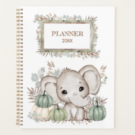 Agenda Pequeno Elefante Bonito Com Pumpkins Planner