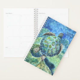Agenda Pequeno Planner Aquarela Tartaruga Marinha #2