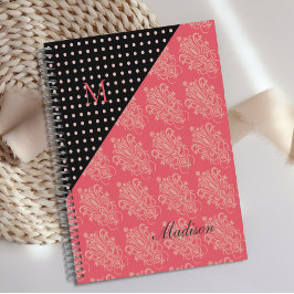 Agenda Pequeno Símbolo Rosa Preto Damasco Menina
