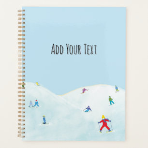 Agenda Pequenos Esquiadores Em Snowy Hill Personalizados