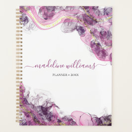 Agenda Perigo Roxo | Abstrato Agate e Dourado 2026 Planne