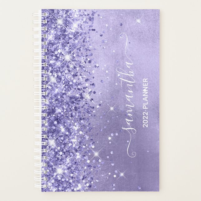 Agenda Periwinkle Glitter Lavanda Blue Girly Signature (Frente)