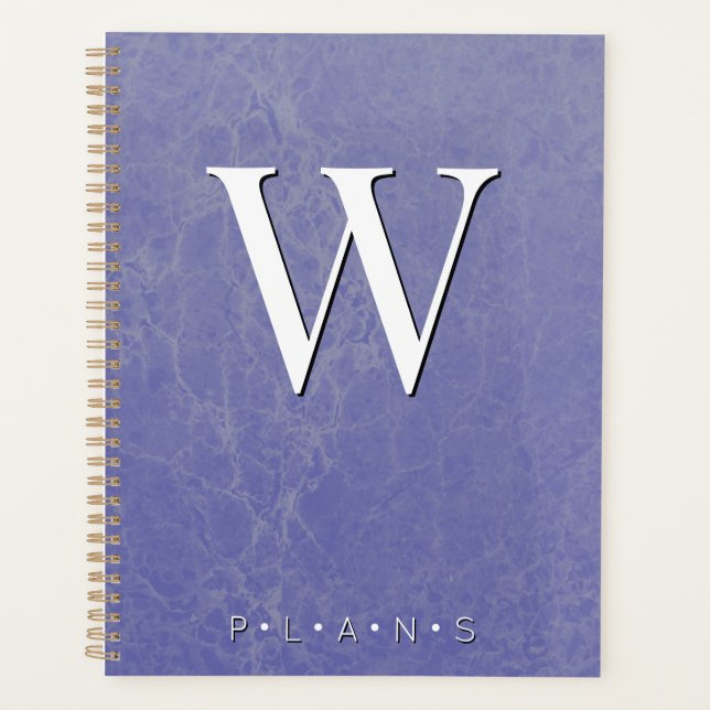 Agenda Periwinkle Purple Modern Marble Monograma (Frente)