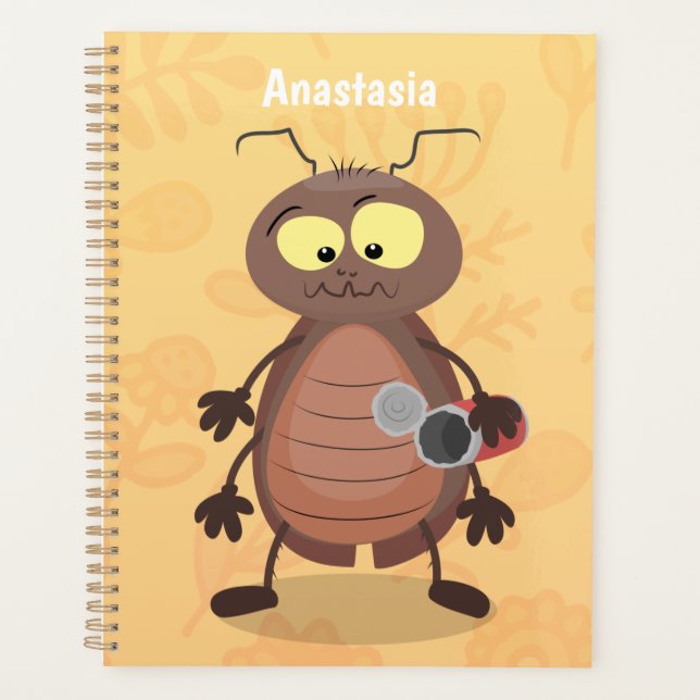 Agenda Personagem de desenho animado de barata engraçada (Frente)