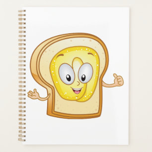 Agenda Personagem de desenho animado de torrada com mante