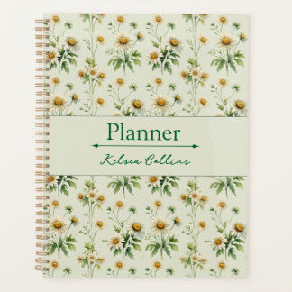 Agenda Personalised Vintage Daisy Sage Green Planner