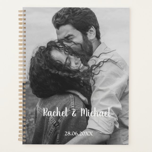 Agenda Personalisierbar Foto Schwarz Weiß Hochzeit (Frente)