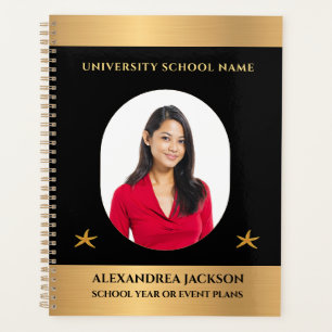 Agenda Personalização de Foto Elegante Preto Dourada Pers