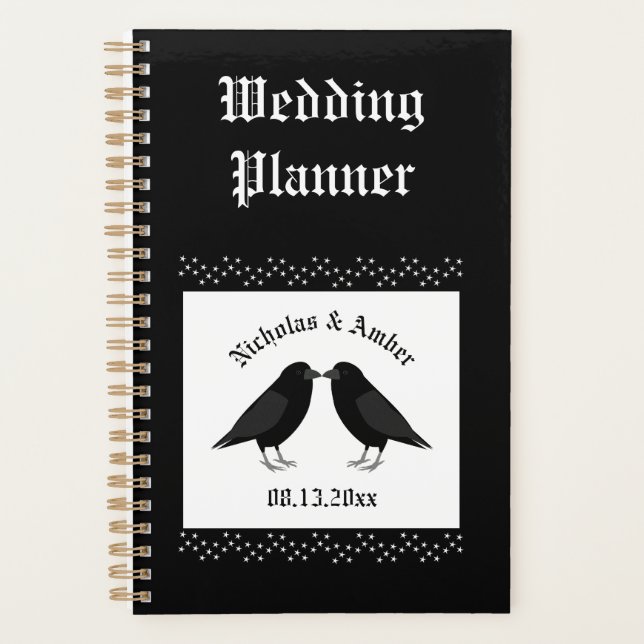 Agenda Personalização do Casamento Gótico Beijando Ravens (Frente)