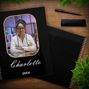 Agenda Personalização Negra de Na moda de Foto Elegante M