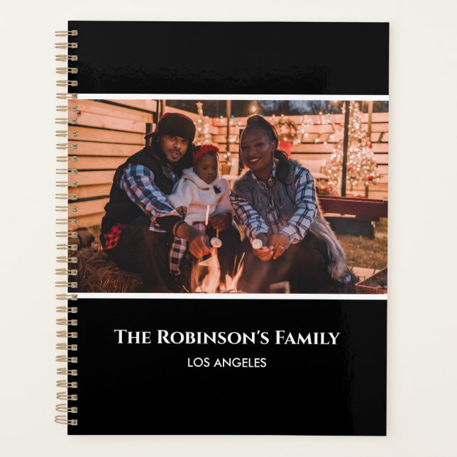 Agenda Personalizada sua foto em quadro preto com texto (Frente)