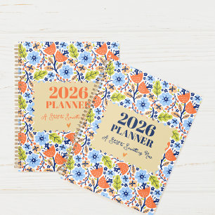 Agenda Personalizado 2026 Vintage Floral Anual e Mensal