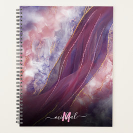 Agenda personalizado Adicione seu nome rosa ouro roxo már