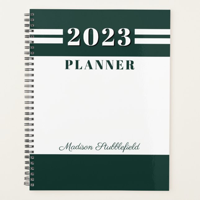 Agenda Personalizado Branco Verde Moderno Personalizado 2 (Frente)