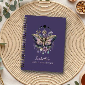 Agenda Personalizado Celestial Mariposa & Fases da Lua Wi