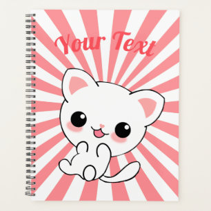 Agenda Personalizado de Kawaii White Kitten