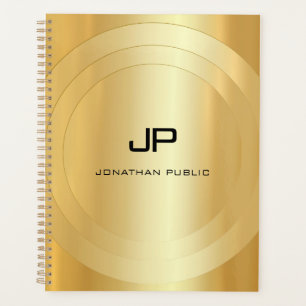 Agenda Personalizado Dourado Monograma de Faux Modelo Gla