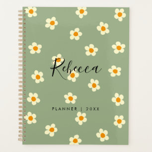 Agenda Personalizado Moderno Floral de Margarida Verde 20