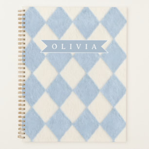 Agenda Personalizado Préppy Azul Suave Fofinho Argyle Nom