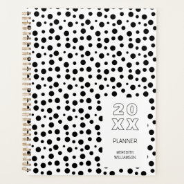Agenda Personalizado Preto E Branco Moderno Com Bolinhas