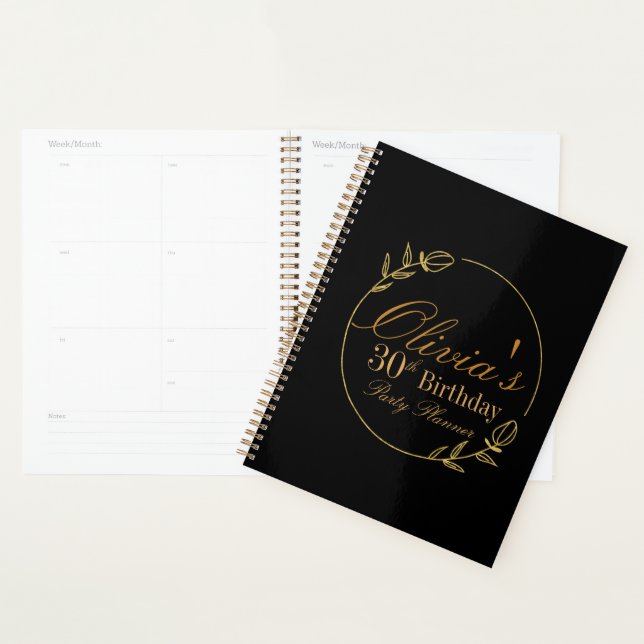 Agenda Personalizado Preto e Dourado (Exibição)