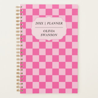 Agenda Personalizado Tabuleiro de Xadrez Rosa Nome Person