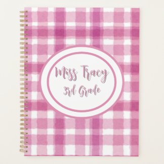 Agenda Personalizado Xadrez Rosa Pastel