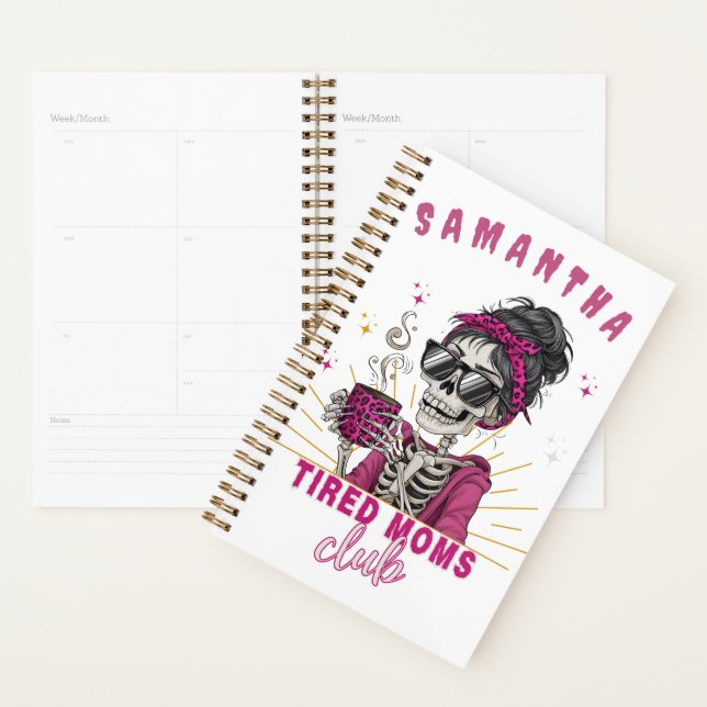 Agenda Personalizado Zombie Coffee Tired Mães Club Quirky (Exibição)