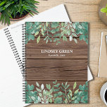 Agenda Personalizar madeira do Barn Eucalyptus Greeneresc<br><div class="desc">Este planejador rústico é decorado com aquarela eucalipto e folhagem em tons de verde sobre fundo de madeira de celeiro. Personalize-o com seu nome e ano. Original Watercolor © Michele Davies.</div>