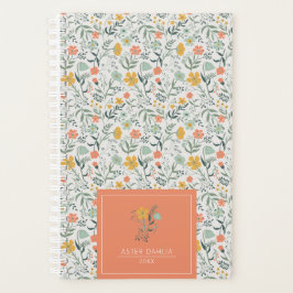 Agenda Personalizar o nome Belo padrão botânico floral