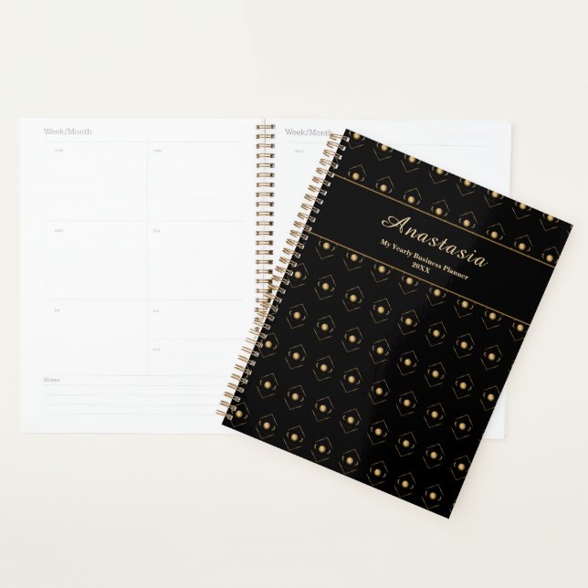 Agenda Personalizar o nome profissional preto Dourado leg (Exibição)