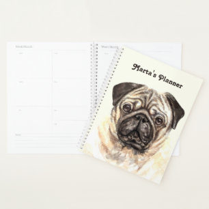 Agenda Personalizar Pug de Aquarela