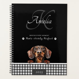 Agenda Personalizar Xadrez Branca Preta de Dachshund