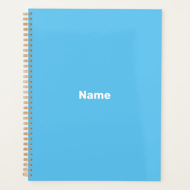 Agenda personalize-o com o nome azul turquesa (Frente)