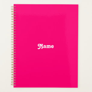 Agenda personalize-o com o nome fúcsia cor-de-rosa