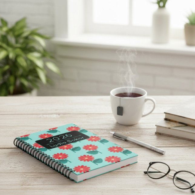 Agenda Personalized 2026 Floral Planner Notebook (Criador carregado)