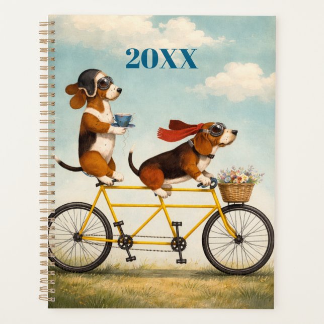 Agenda Personalized Basset Hound Tandem Planner (Frente)
