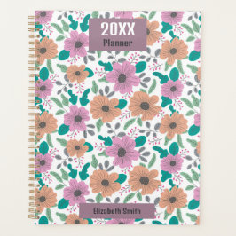 Agenda Personalized Big Bright Flowers Pattern 20XX