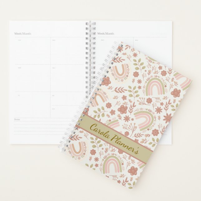 Agenda Personalized Boho Rainbow Planner (Exibição)
