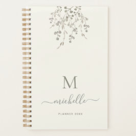 Agenda Personalized Botanical Watercolor Monogram Ivory