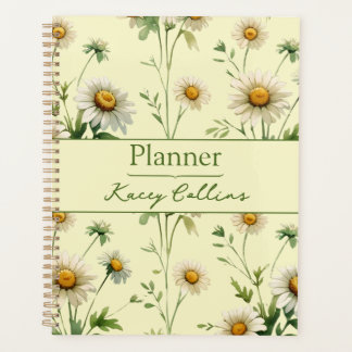 Agenda Personalized Butter Yellow Vintage Daisy Planner