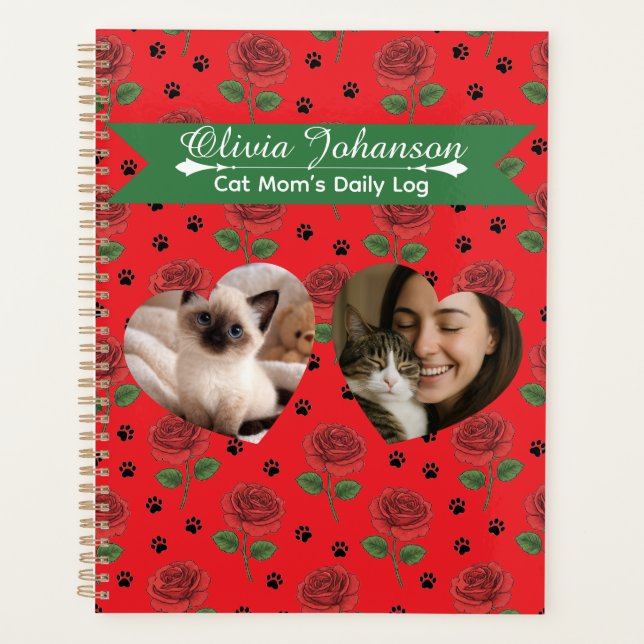 Agenda Personalized Cat Mom's Photo and Name  (Frente)