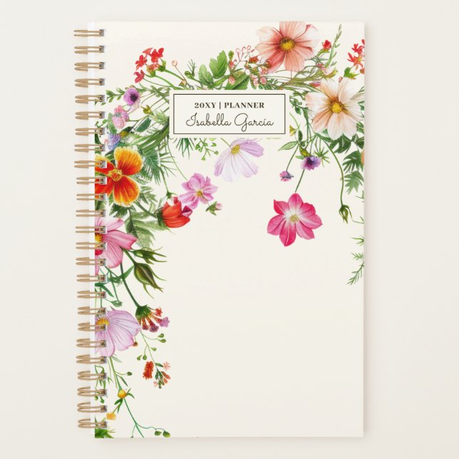 Agenda Personalized Chic Elegant Wildflower Planner (Frente)