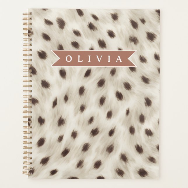 Agenda Personalized Chic Neutral Leopard Animal Print (Frente)