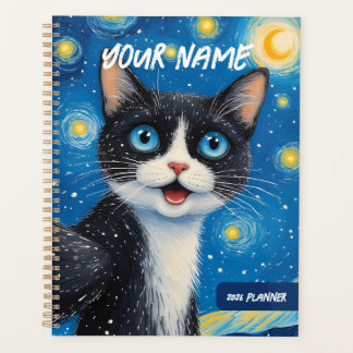 Agenda Personalized Dreamy Moon Cat Starry Night Planner