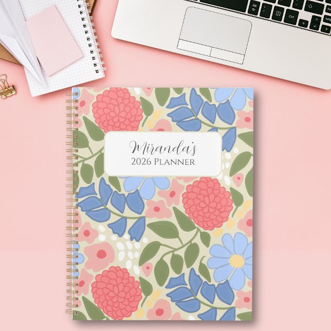 Agenda Personalized Floral Planner with Hard Cover (Personalized Floral Planner)