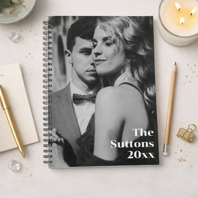 Agenda Personalized Full Couple Photo Elegant Wedding (Criador carregado)